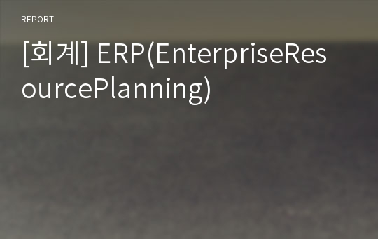 [회계] ERP(EnterpriseResourcePlanning)