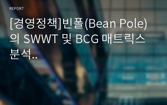 [경영정책]빈폴(Bean Pole)의 SWWT 및 BCG 매트릭스 분석..