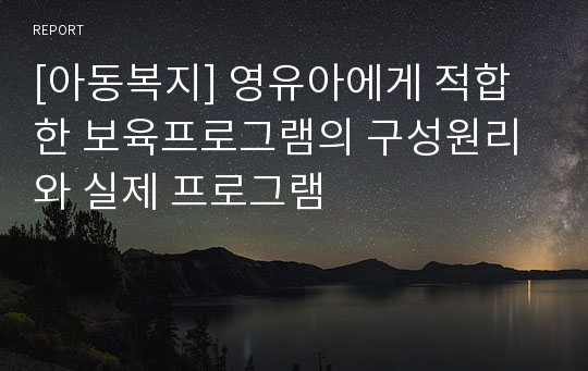 [아동복지] 영유아에게 적합한 보육프로그램의 구성원리와 실제 프로그램