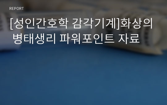 [성인간호학 감각기계]화상의 병태생리 파워포인트 자료