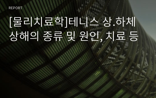 [물리치료학]테니스 상.하체 상해의 종류 및 원인, 치료 등