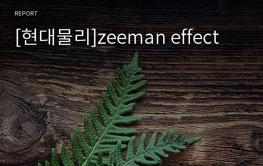 [현대물리]zeeman effect