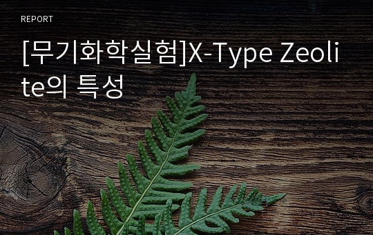 [무기화학실험]X-Type Zeolite의 특성