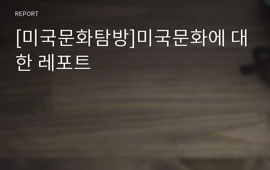 [미국문화탐방]미국문화에 대한 레포트