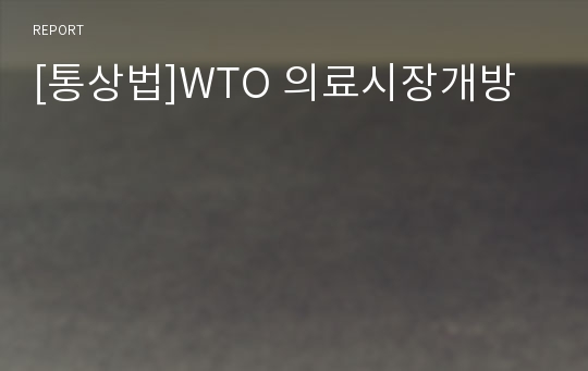 [통상법]WTO 의료시장개방