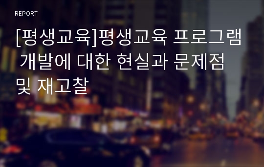 [평생교육]평생교육 프로그램 개발에 대한 현실과 문제점 및 재고찰