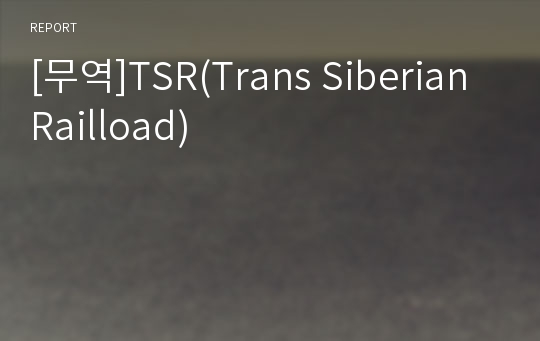 [무역]TSR(Trans Siberian Railload)