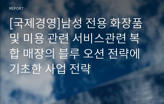 [국제경영]남성 전용 화장품 및 미용 관련 서비스관련 복합 매장의 블루 오션 전략에 기초한 사업 전략