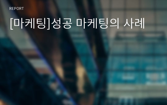 [마케팅]성공 마케팅의 사례