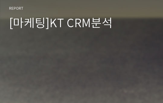 [마케팅]KT CRM분석