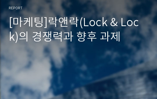 [마케팅]락앤락(Lock &amp; Lock)의 경쟁력과 향후 과제