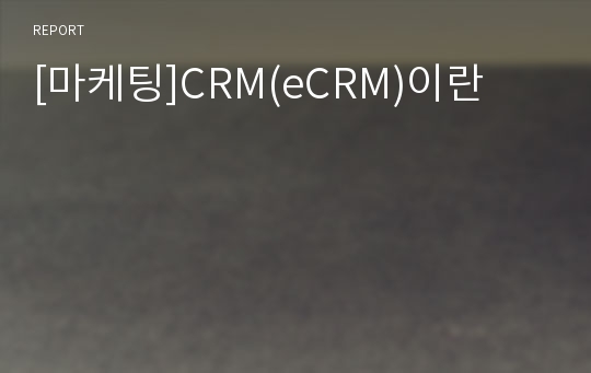 [마케팅]CRM(eCRM)이란