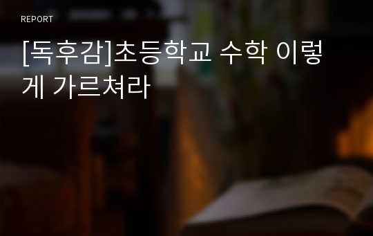 [독후감]초등학교 수학 이렇게 가르쳐라