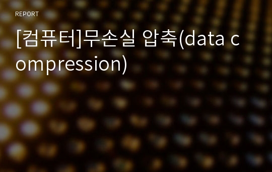 [컴퓨터]무손실 압축(data compression)