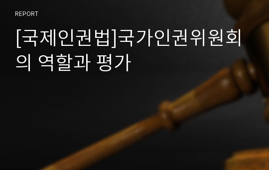 [국제인권법]국가인권위원회의 역할과 평가