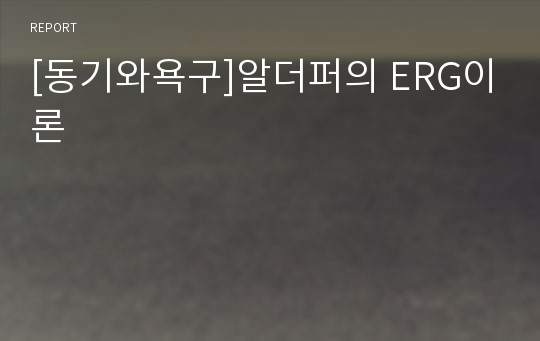 [동기와욕구]알더퍼의 ERG이론