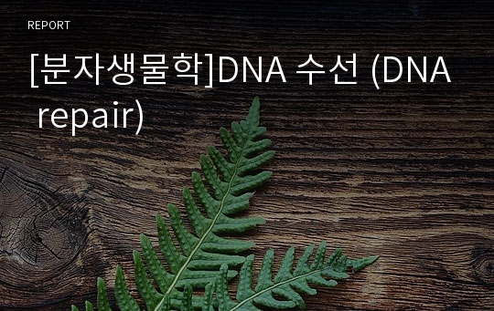 [분자생물학]DNA 수선 (DNA repair)