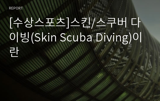 [수상스포츠]스킨/스쿠버 다이빙(Skin Scuba Diving)이란