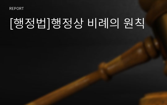 [행정법]행정상 비례의 원칙