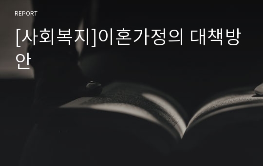 [사회복지]이혼가정의 대책방안