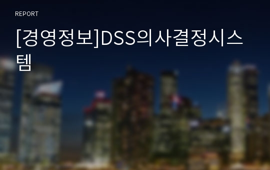 [경영정보]DSS의사결정시스템
