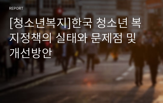 [청소년복지]한국 청소년 복지정책의 실태와 문제점 및 개선방안