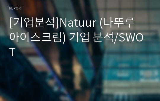[기업분석]Natuur (나뚜루 아이스크림) 기업 분석/SWOT