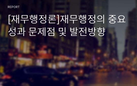 [재무행정론]재무행정의 중요성과 문제점 및 발전방향