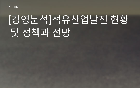 [경영분석]석유산업발전 현황 및 정첵과 전망