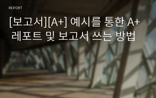 [보고서][A+] 예시를 통한 A+ 레포트 및 보고서 쓰는 방법