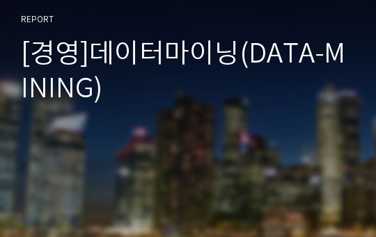 [경영]데이터마이닝(DATA-MINING)