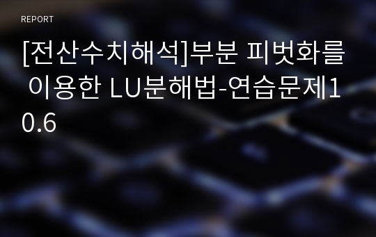 [전산수치해석]부분 피벗화를 이용한 LU분해법-연습문제10.6