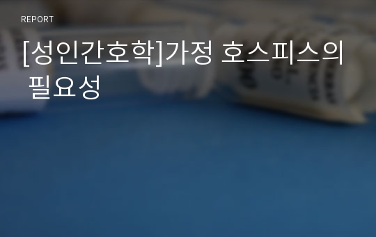 [성인간호학]가정 호스피스의 필요성