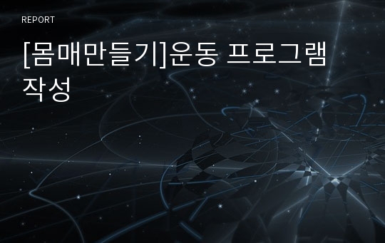 [몸매만들기]운동 프로그램 작성