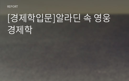 [경제학입문]알라딘 속 영웅 경제학