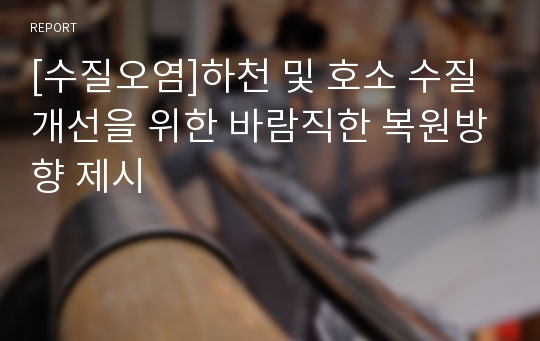 [수질오염]하천 및 호소 수질개선을 위한 바람직한 복원방향 제시