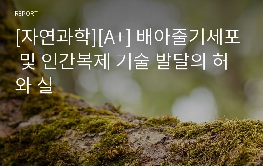 [자연과학][A+] 배아줄기세포 및 인간복제 기술 발달의 허와 실