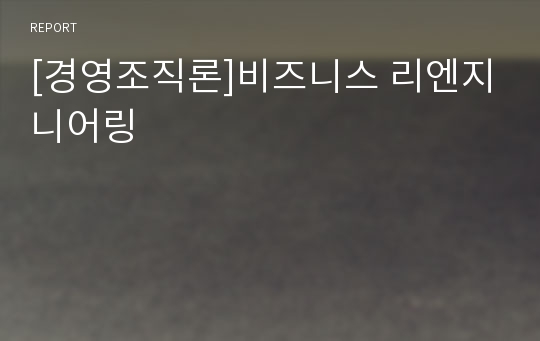 [경영조직론]비즈니스 리엔지니어링