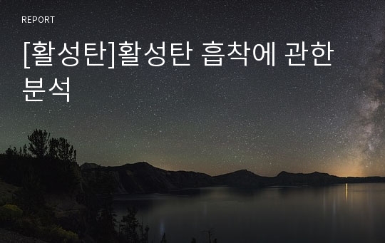 [활성탄]활성탄 흡착에 관한 분석