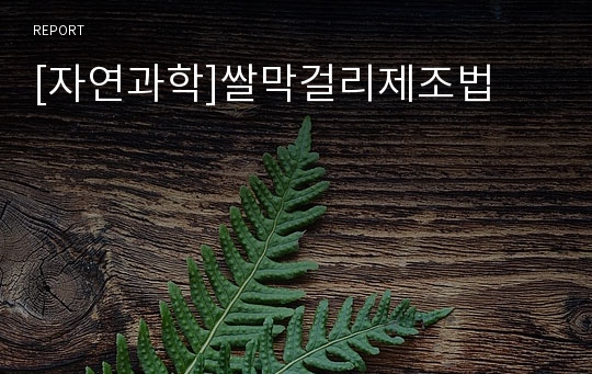 [자연과학]쌀막걸리제조법