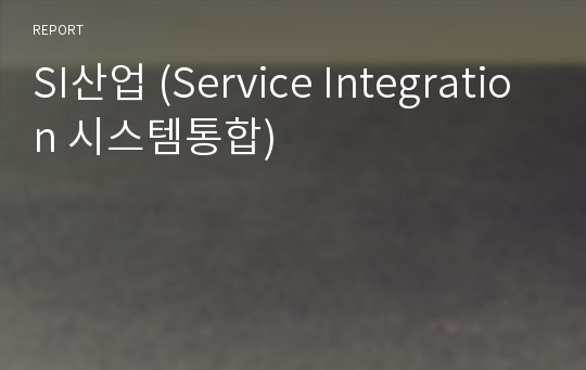 SI산업 (Service Integration 시스템통합)