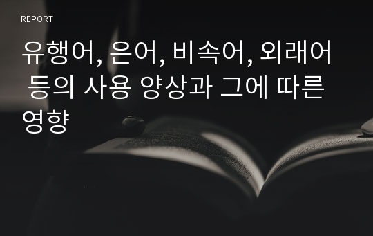 유행어, 은어, 비속어, 외래어 등의 사용 양상과 그에 따른 영향