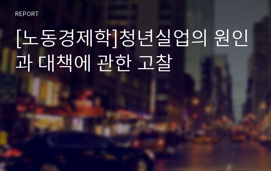 [노동경제학]청년실업의 원인과 대책에 관한 고찰