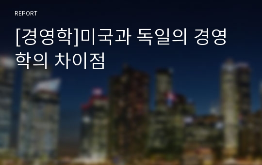 [경영학]미국과 독일의 경영학의 차이점