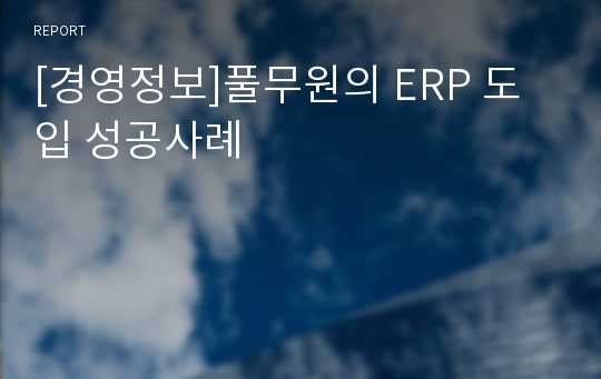 [경영정보]풀무원의 ERP 도입 성공사례