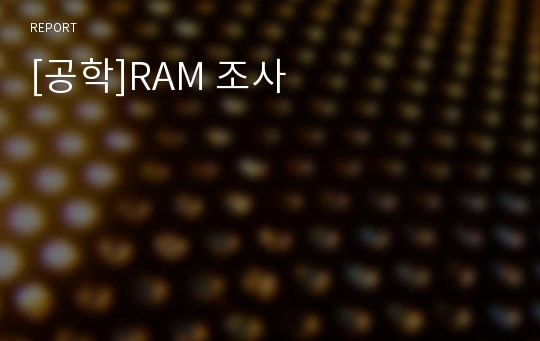 [공학]RAM 조사