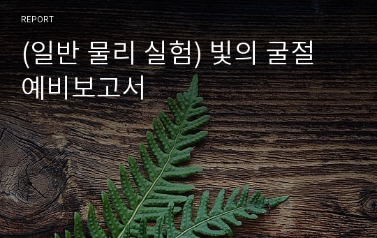 (일반 물리 실험) 빛의 굴절 예비보고서