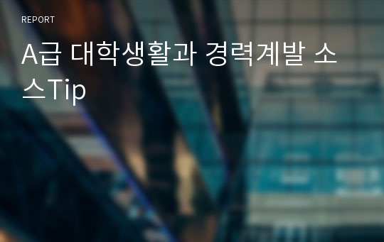 A급 대학생활과 경력계발 소스Tip