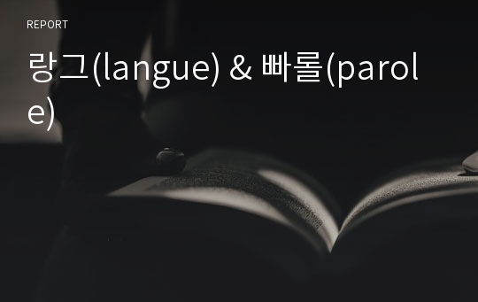 랑그(langue) &amp; 빠롤(parole)