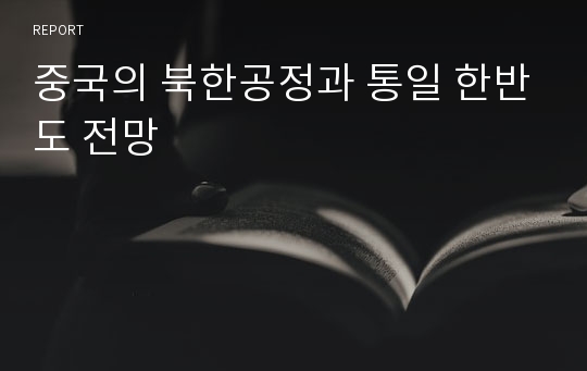 중국의 북한공정과 통일 한반도 전망